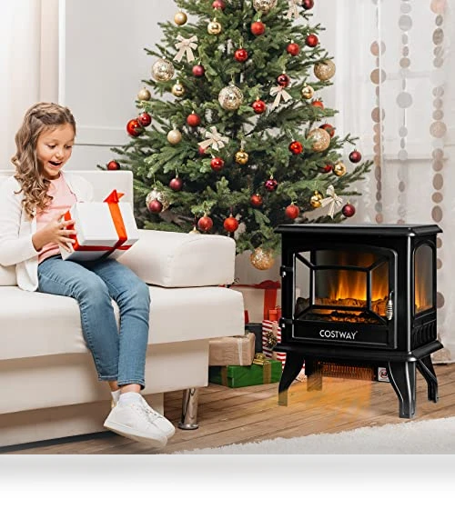 Electric Fireplace Stove — Portable Electric Heaters, COSTWAY