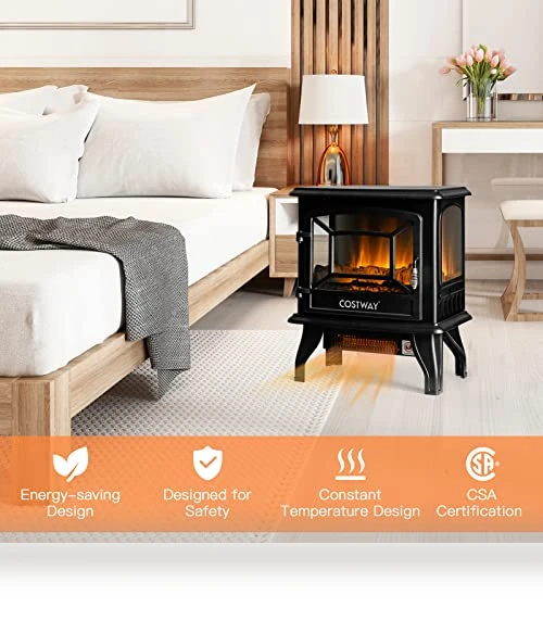 Electric Fireplace Stove — Portable Electric Heaters, COSTWAY