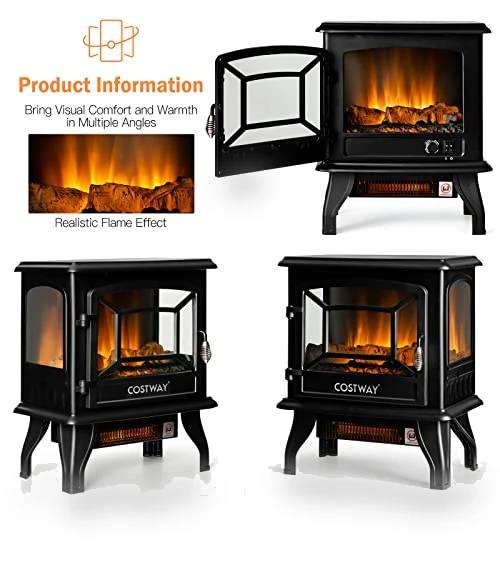 Electric Fireplace Stove — Portable Electric Heaters, COSTWAY
