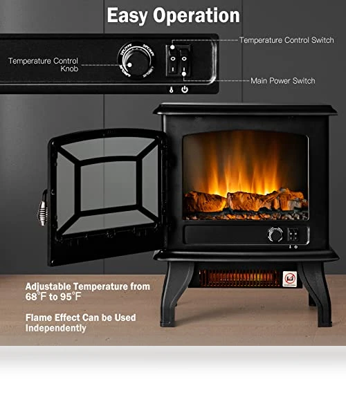 Electric Fireplace Stove — Portable Electric Heaters, COSTWAY