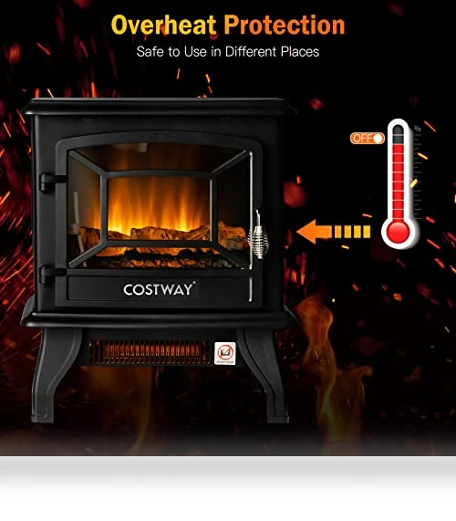 Electric Fireplace Stove — Portable Electric Heaters, COSTWAY