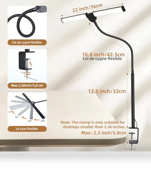 LED Desk Lamp with Clamp and Remote Control — Study & Desk Lighting, Motumen
