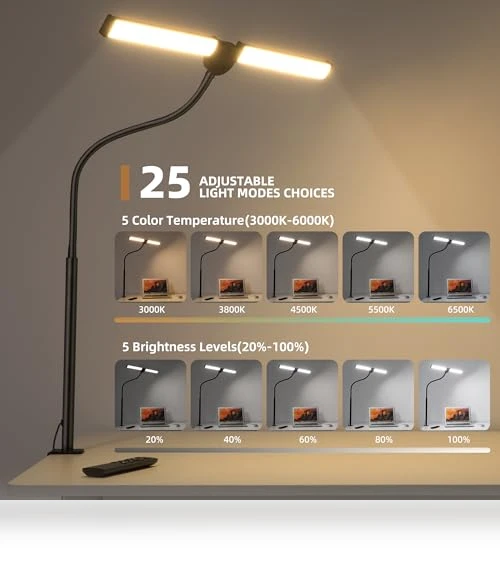 LED Desk Lamp with Clamp and Remote Control — Study & Desk Lighting, Motumen