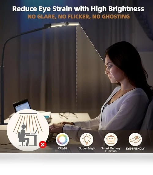 LED Desk Lamp with Clamp and Remote Control — Study & Desk Lighting, Motumen