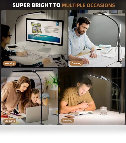 LED Desk Lamp with Clamp and Remote Control — Study & Desk Lighting, Motumen