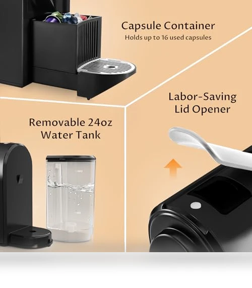 Mini Espresso Machine for Nespresso Original Capsules — Single-Cup Coffee Makers, CHULUX