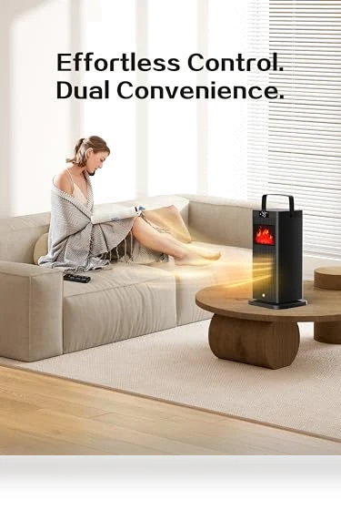 Portable Space Heater with Fireplace Flame Effect — Portable Heating Solutions, BJOP