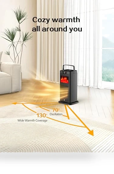 Portable Space Heater with Fireplace Flame Effect — Portable Heating Solutions, BJOP
