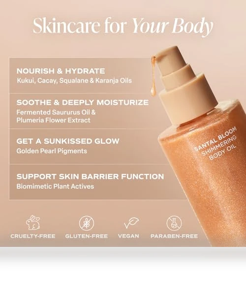 Shimmering Body Oil - Santal Bloom Scented Dry Oil Moisturizer — Sun Care Essentials, Saltair