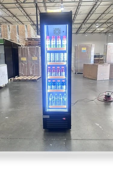 Slim Single Glass Door Beverage Refrigerator — Showcase Coolers, NAFCOOL