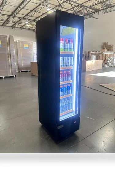 Slim Single Glass Door Beverage Refrigerator — Showcase Coolers, NAFCOOL