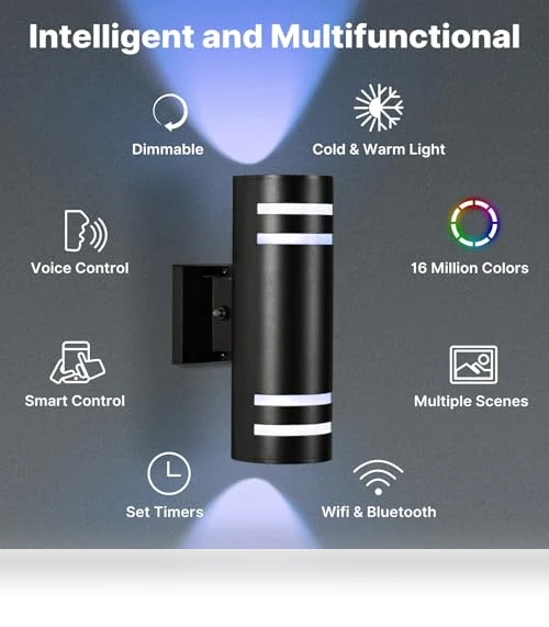 Smart Color Changing Outdoor Wall Sconce — Garden Illumination, futxnziey