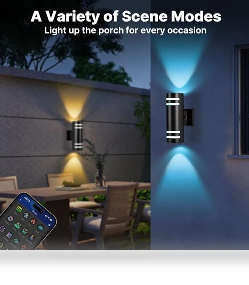 Smart Color Changing Outdoor Wall Sconce — Garden Illumination, futxnziey