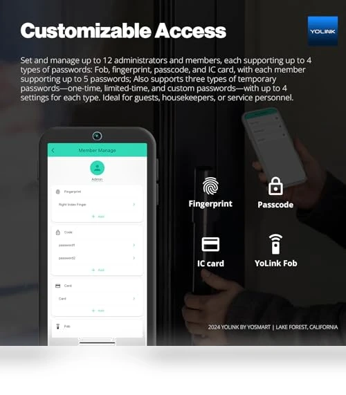 Smart Lever Lock with Fingerprint, Keypad, IC Card and App Control — Smart Home Security, YoLink