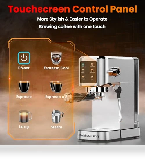 Touch Screen Stainless Steel Espresso Machine — Coffee & Espresso Combos, URintells Cuising