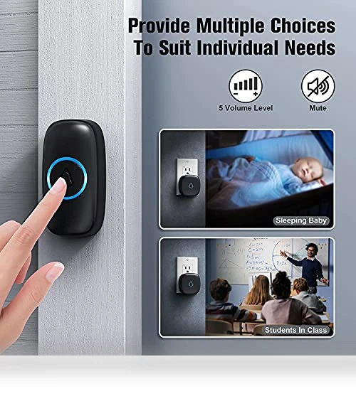 Wireless Doorbell with 3 Receivers 2 Push Buttons — Kits, SECRUI