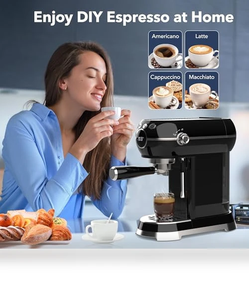 20 Bar Espresso Machine with Milk Frother — Semi-Automatic Espresso Machines, HBN