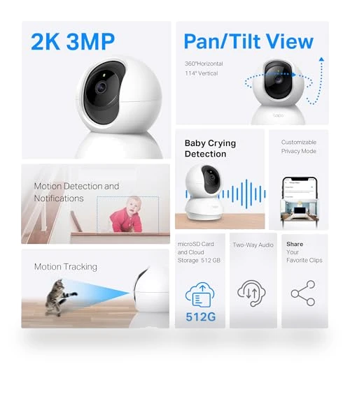 2K Pan/Tilt Security Camera — Baby Monitors, TP-Link