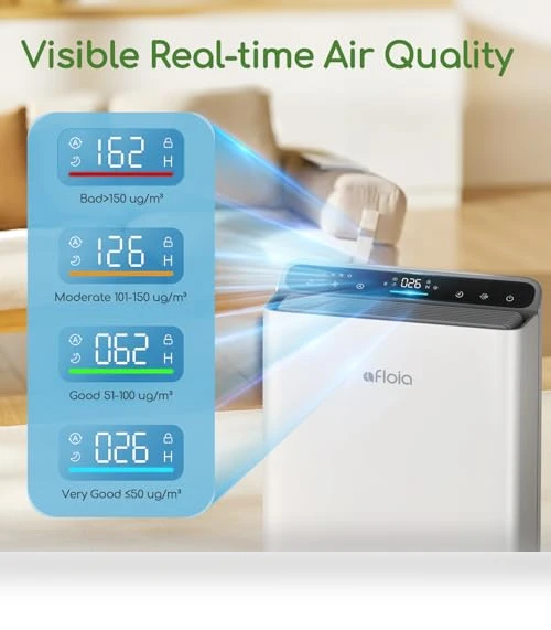 Large Room Air Purifier with PM2.5 Display — HEPA Air Purifiers, Afloia