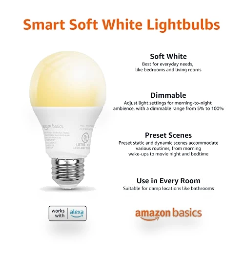 Smart A19 LED Light Bulb — LED, Amazon Basics
