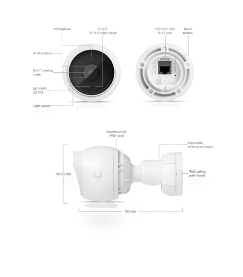 UniFi G5 Bullet 2K HD PoE Indoor/Outdoor Camera - 3 Pack — Outdoor Security Cameras, Ubiquiti