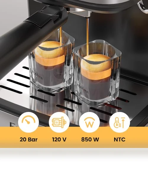 2-in-1 Coffee Maker with Milk Frother Steam Wand — Espresso Machines, Empstorm