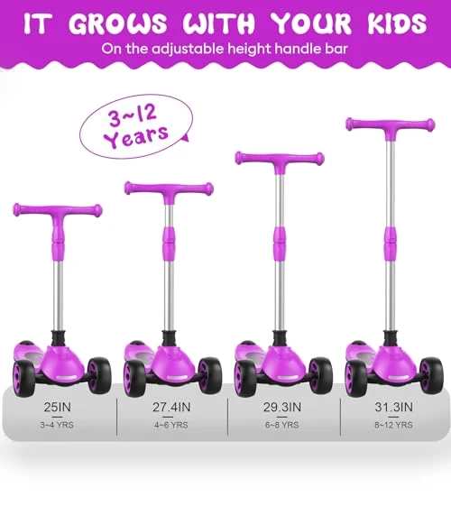 Adjustable Height Kids Kick Scooter with Removable Seat — Balance Bikes, EVLIQUIL