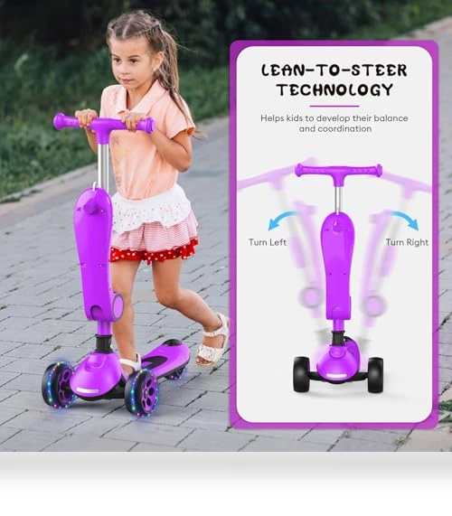 Adjustable Height Kids Kick Scooter with Removable Seat — Balance Bikes, EVLIQUIL