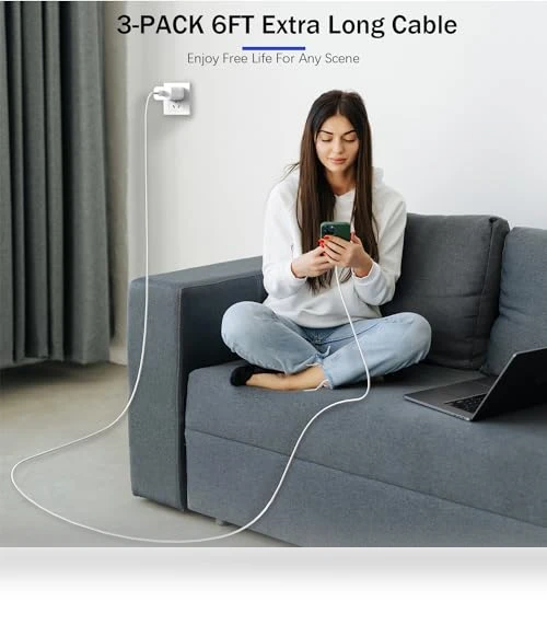 Fast Charger iPhone 3Pack with 6FT USB C to Lightning Cable — Lightning, Shenzhen huangxingfu Technology Co.,Ltd.