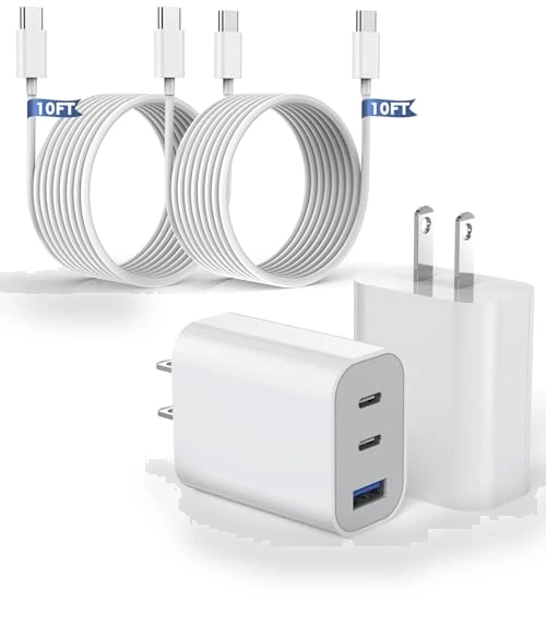 Fast Charging 3-Port USB C Charger Block with 10FT Cable — Chargers & Adapters, Shenzhen Jiaxingyuan Technology Co., Ltd.