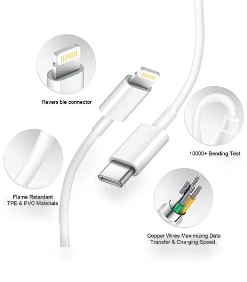 Fast Charging USB C Charger Block with 6FT Cord — Lightning, ROMITAZ