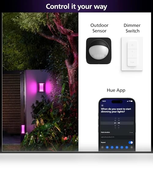 Impress Outdoor Wall Light Wide — Garden Illumination, Philips Hue