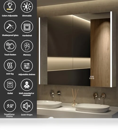 Smart LED Medicine Cabinet with Mirror — Medicine Cabinets, HBEZON