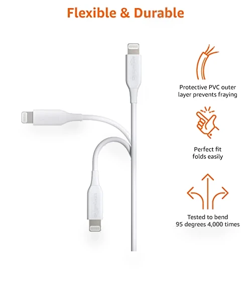 USB-A to Lightning Charger Cable — Lightning, Amazon Basics