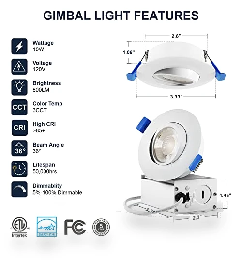 3 Inch Gimbal LED Recessed Light — Kits, Sublimation