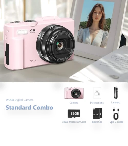 4K Digital Camera with Flip Screen — Camcorder, VJIANGER