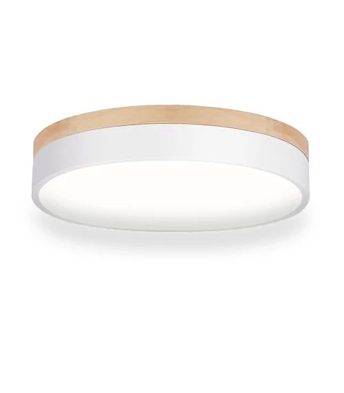 Dimmable LED Close to Ceiling Light with Minimalist Wood Oak Design — Overhead Lighting, WOKNOS