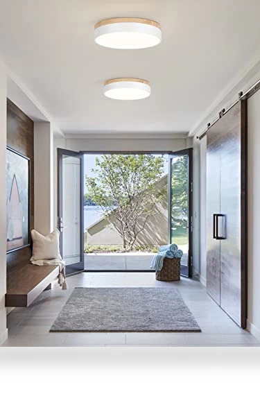 Dimmable LED Close to Ceiling Light with Minimalist Wood Oak Design — Overhead Lighting, WOKNOS
