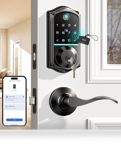 Fingerprint Smart Lock with 2 Lever Handles — Deadbolts, Veise