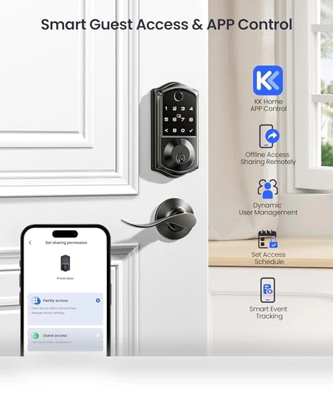 Fingerprint Smart Lock with 2 Lever Handles — Deadbolts, Veise