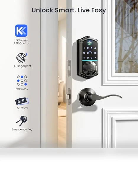 Fingerprint Smart Lock with 2 Lever Handles — Deadbolts, Veise