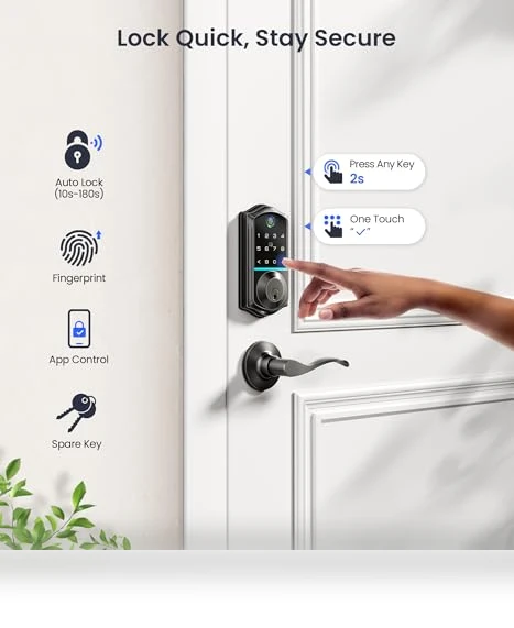 Fingerprint Smart Lock with 2 Lever Handles — Deadbolts, Veise