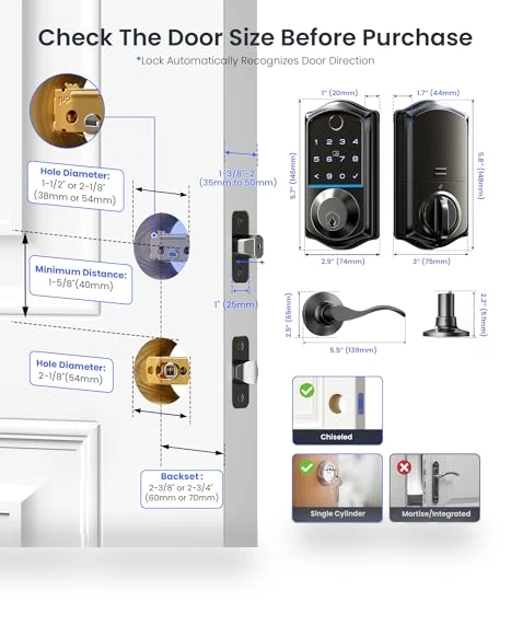 Fingerprint Smart Lock with 2 Lever Handles — Deadbolts, Veise