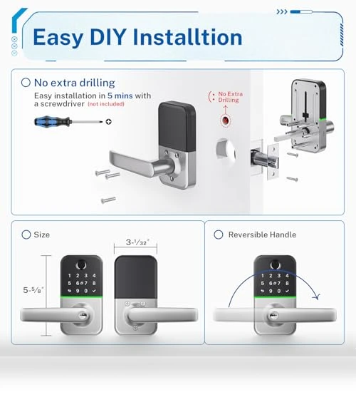 Keypad Smart Door Lock with Handle — Smart Home Security, KUCACCI
