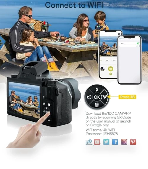 4K 64MP WiFi Vlogging Camera — Camcorder, NIKICAM