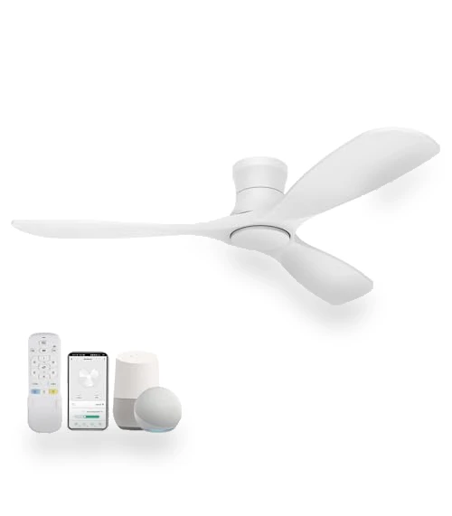 52” Wood Smart Flush Mount Ceiling Fan with Lights and Remote — Ceiling Fan Wall Controls