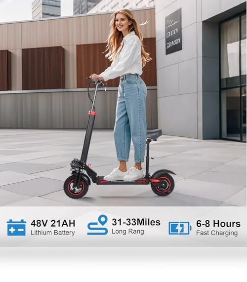Folding Electric Scooter with Seat & Double Suspension — Push Scooters, ITOYXES