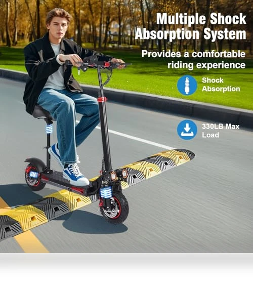 Folding Electric Scooter with Seat & Double Suspension — Push Scooters, ITOYXES