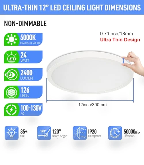 LED Flush Mount Ceiling Light Fixture — Overhead Lighting, SunRider