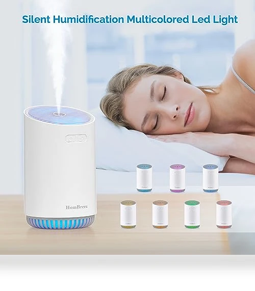 Mini Humidifier with LED Light — Air Moisturizers, HomBreez